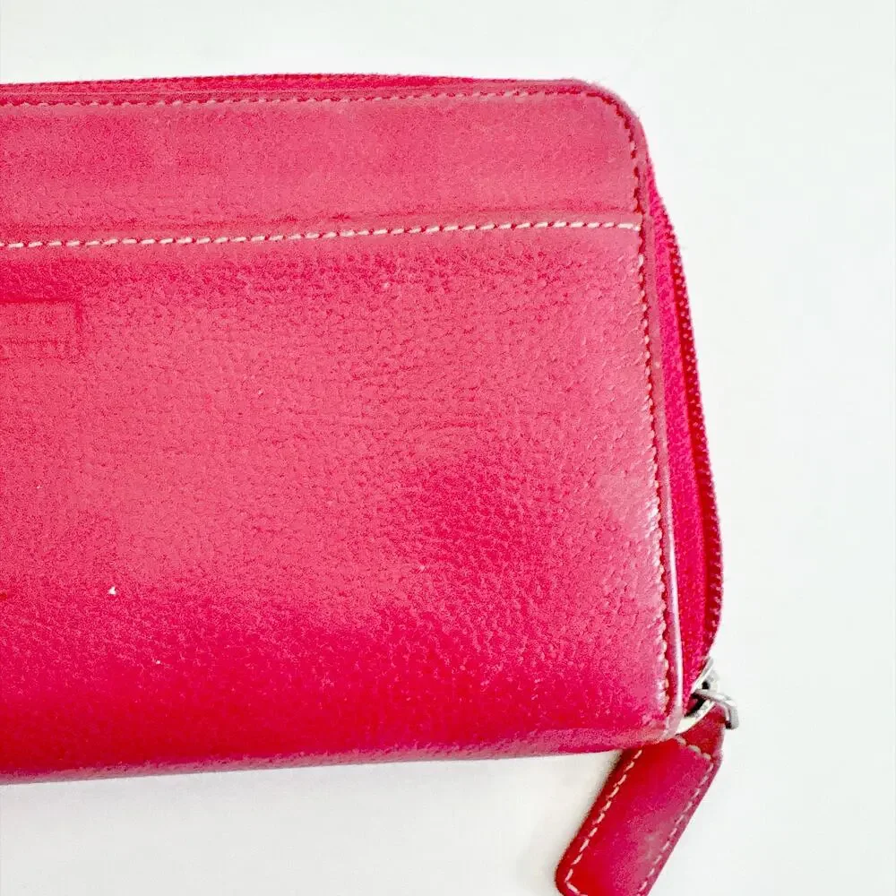LEVENGER RED LEATHER ZIP-AROUND ACCORDION CONTINENTAL WALLET